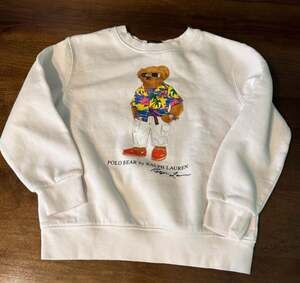 Polo Ralph Lauren Boys White Hawaiian Polo Bear Fleece Crewneck Sweatshirt